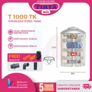 tangki air tirta 1000 liter tanpa kaki stainless steel
