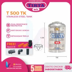 tangki air tirta 500 liter tanpa kaki stainless steel