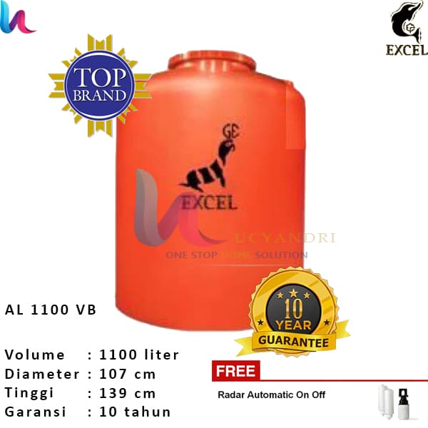 Harga Tangki Air, Tandon Air, Toren Air, Excel AL 1100 VB, 1100 Liter