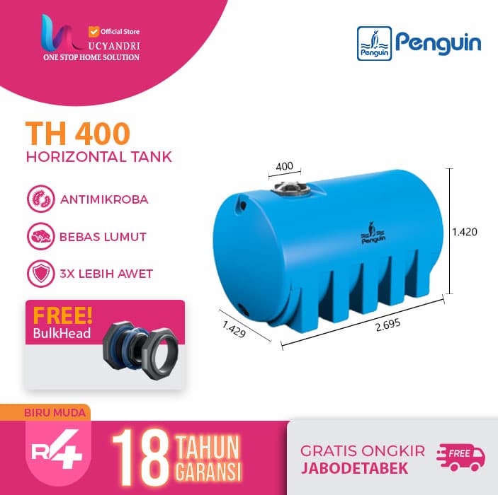 tangki air penguin th 400 ukuran 4000 liter oren tangki air penguin th 400 ukuran 4000 liter biru muda