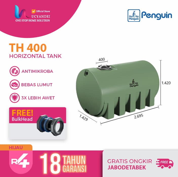 tangki air penguin th 400 ukuran 4000 liter oren tangki air penguin th 400 ukuran 4000 liter hijau