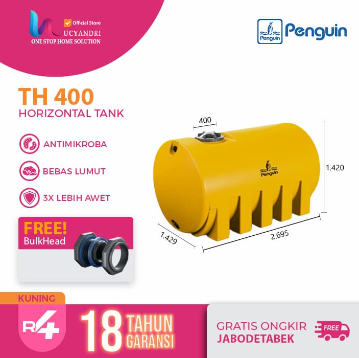tangki air penguin th 400 ukuran 4000 liter oren tangki air penguin th 400 ukuran 4000 liter kuning