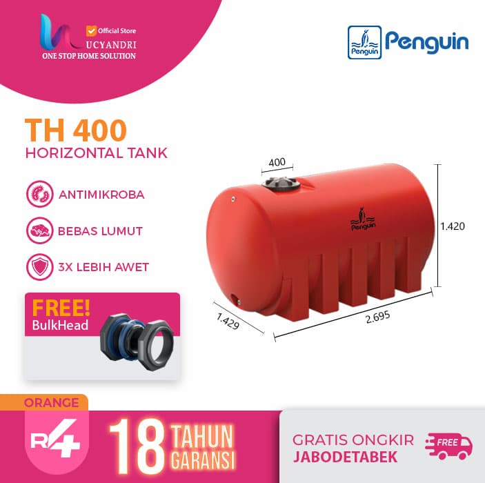 tangki air penguin th 400 ukuran 4000 liter oren tangki air penguin th 400 ukuran 4000 liter oren