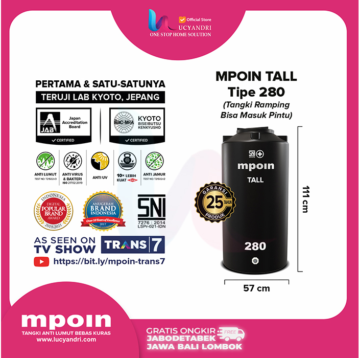tangki air mpoin plus 280 tall granite tangki air mpoin plus 280 tall - hitam