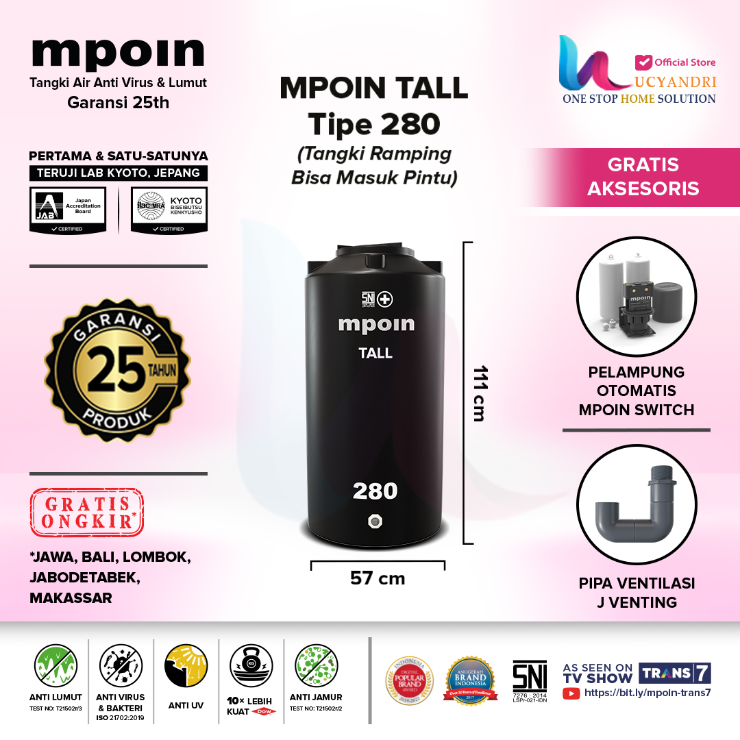 tangki air mpoin plus 280 tall granite tangki air mpoin plus 280 tall hitam