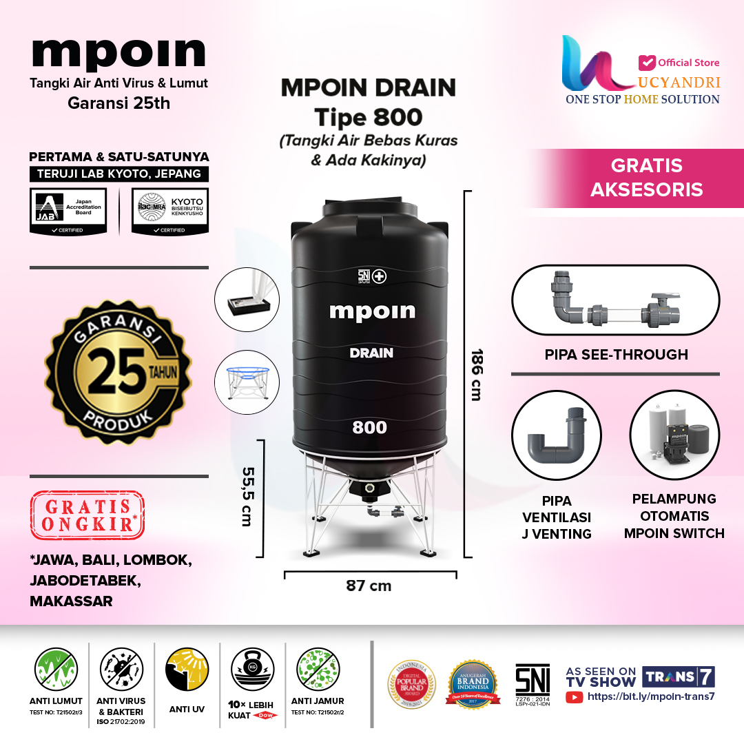 tangki air mpoin drain 800 - hitam tangki air mpoin drain 800 hitam