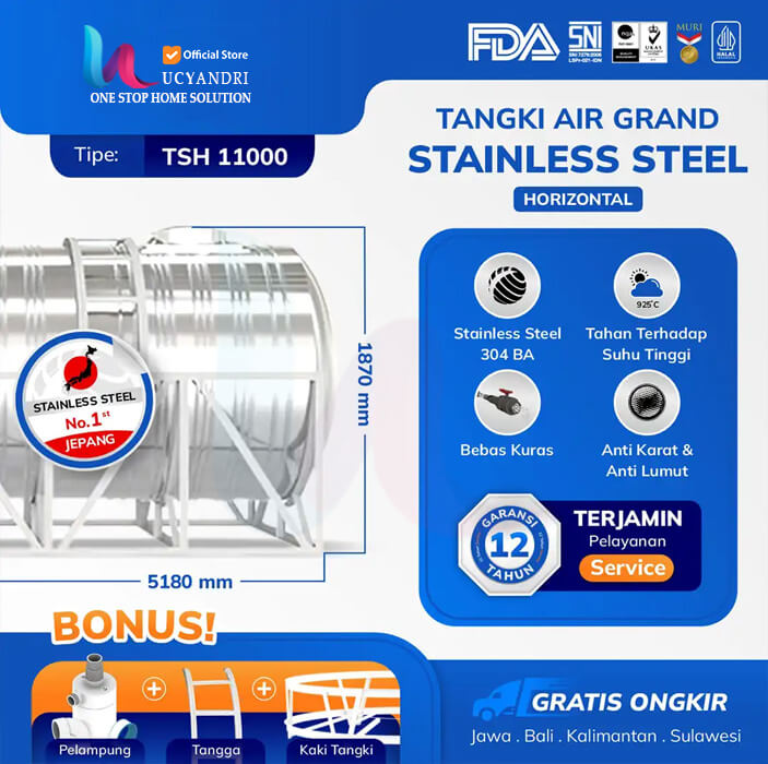 tangki air grand stainless steel tsh 11000 tangki air grand stainless steel tsh 11000