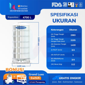 spesifikasi tangki air grand stainless steel 4700 liter