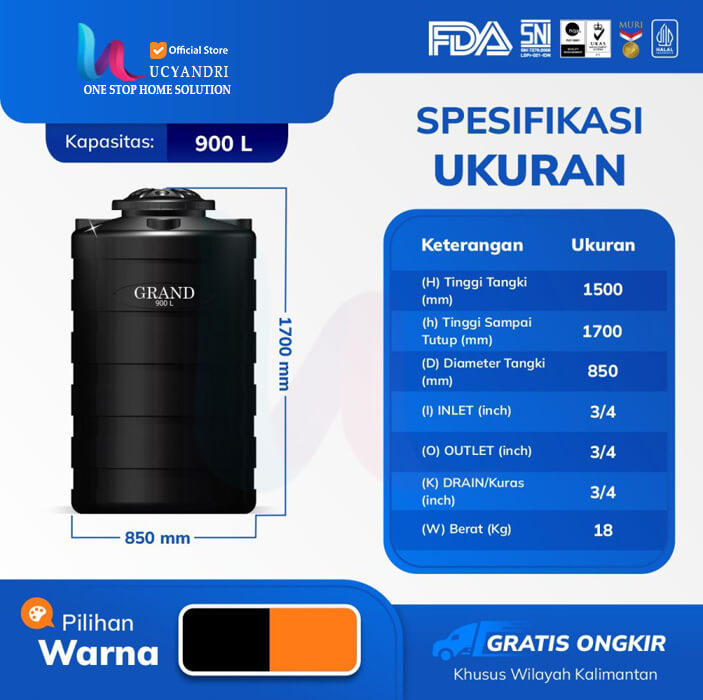 tangki air grand glx 900 liter tangki air grand glx 900 liter spesifikasi