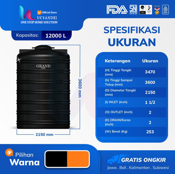 tangki air grand gta 12000 liter tangki air grand gta 12000 liter spesifikasi